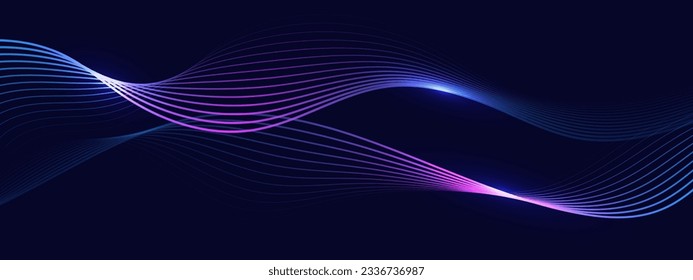 Abstract dark background with glowing wave. Technology hi-tech futuristic template. Vector illustration