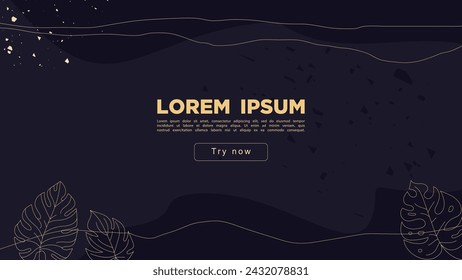 Abstract dark background with gold flecks and tropical leaves.