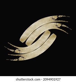 Abstract dark background from golden brush, design element