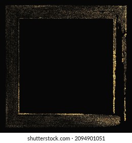 Abstract dark background of golden dust, frame design