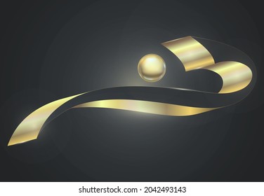 Abstract dark background with golden geometric shapes. Modern cover design.