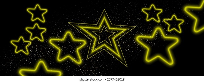 Abstract dark background with golden shining stars, design element