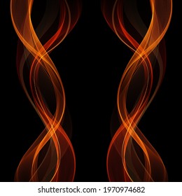 Abstract dark background of golden vertical wave lines, design element
