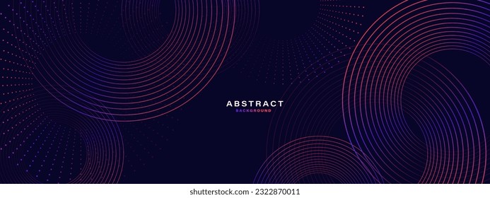 Abstract dark background with gradient circle lines. Digital future technology concept. vector illustration