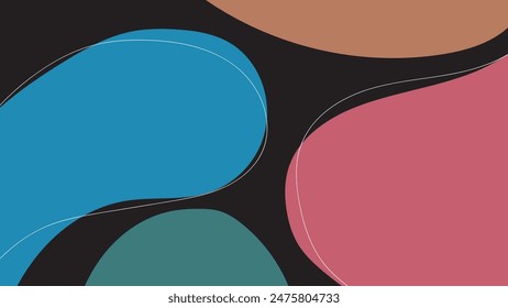 FONDO OSCURO Abstractas CON FORMAS DE MANCHAS DIBUJADAS A MANO Y LÍNEAS DE COLOR PLANO PASTEL PLANTILLA DE DISEÑO DE VECTOR PARA FONDO DE PANTALLA, DISEÑO DE CUBIERTA, DISEÑO DE PÁGINA DE INICIO, TARJETA DE FELICITACIÓN