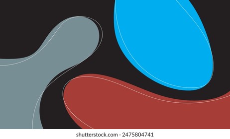 ABSTRACT DARK BACKGROUND WITH HAND DRAWN BLOB SHAPES AND LINES PASTEL FLAT COLOR VECTOR DESIGN TEMPLATE FOR WALLPAPER, COVER DESIGN, HOMEPAGE DESIGN, GRRETING CARD