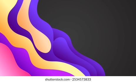 FUNDO ESCURO ABSTRATO COM FORMAS DESENHADAS À MÃO GRADIENTE COR LARANJA ROXA DESIGN VETOR MODELO PARA PAPEL DE PAREDE, DESIGN DE CAPA, DESIGN DE PÁGINA INICIAL