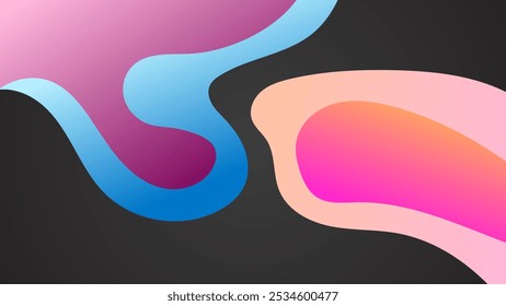 ABSTRACT DARK BACKGROUND WITH HAND DRAWN SHAPES GRADIENT COLOR DESIGN VECTOR TEMPLATE FOR WALLPAPER, COVER DESIGN, HOMEPAGE DESIGN
