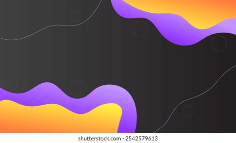 ABSTRACT DARK BACKGROUND WITH HAND DRAWN SHAPES GRADIENT PURPLE ORANGE COLOR DESIGN VECTOR TEMPLATE FOR WALLPAPER, COVER DESIGN, HOMEPAGE DESIGN