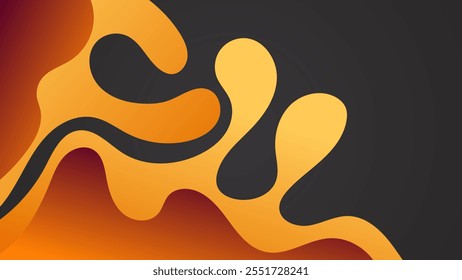 ABSTRACT DARK BACKGROUND WITH HAND DRAWN SHAPES GRADIENT GOLD ORANGE COLOR DESIGN VECTOR TEMPLATE FOR WALLPAPER, COVER DESIGN, HOMEPAGE DESIGN