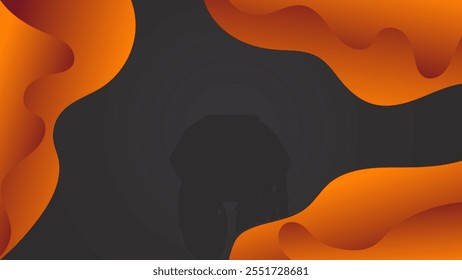 ABSTRACT DARK BACKGROUND WITH HAND DRAWN SHAPES GRADIENT COPPER ORANGE COLOR DESIGN VECTOR TEMPLATE FOR WALLPAPER, COVER DESIGN, HOMEPAGE DESIGN