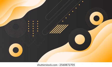 ABSTRACT DARK BACKGROUND WITH HAND DRAWN SHAPES GRADIENT YELLOW SMOOTH LIQUID COLORFUL DESIGN  VECTOR TEMPLATE GOOD FOR MODERN WEBSITE, WALLPAPER, COVER DESIGN 