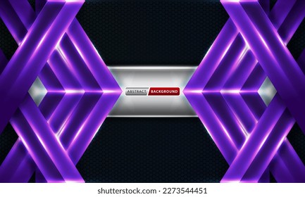 Abstract dark background with hexagonal shape purple and silver color