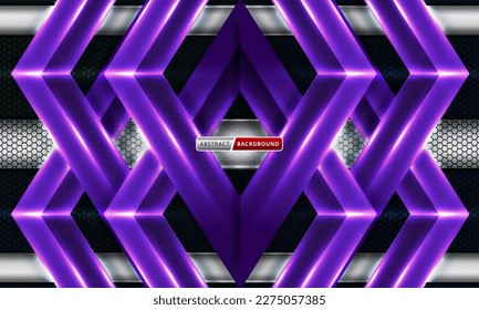 Abstract dark background with hexagonal shape purple and silver color