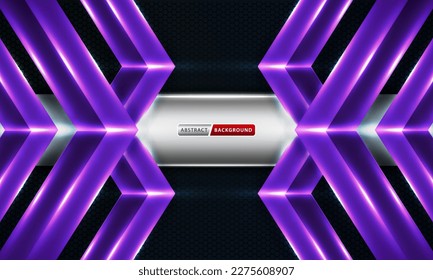 Abstract dark background with hexagonal shape purple and silver color