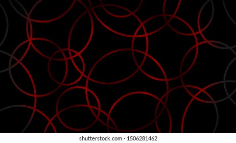 Abstract dark background of intersecting circles in red colors