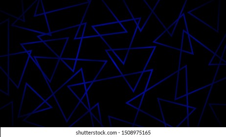 Abstract dark background of intersecting triangles in blue colors