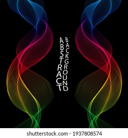Resumen de fondo oscuro con ondas verticales iridiscentes, elemento de diseño
