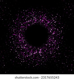Abstract dark background with lilac dust particles, confetti, dots