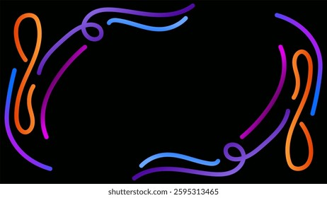 ABSTRACT DARK BACKGROUND WITH LINES HAND DRAWN SHAPES GRADIENT SMOOTH LIQUID COLOR RIBBONS DESIGN VECTOR TEMPLATE GOOD FOR MODERN WEBSITE, WALLPAPER, COVER DESIGN 