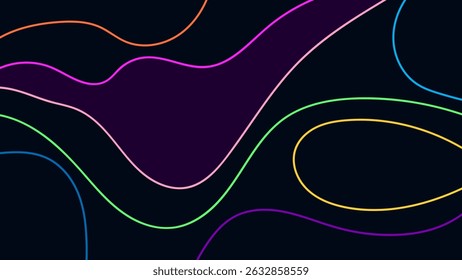 ABSTRACT DARK BACKGROUND WITH LINES HAND DRAWN ORGANIC SHAPES. PASTEL COLOR FLAT DESIGN VECTOR TEMPLATE FOR WALLPAPER, COVER DESIGN