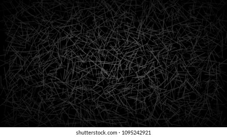 Abstract dark background of lines or scratches, white on black.