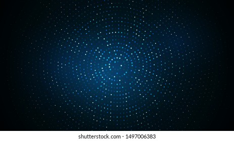 Abstract dark background with luminous blue dots