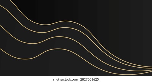 Abstract dark background. Luxury gold waves pattern. Isolated whte. Elegant wallpaper or banner