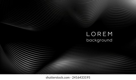 Abstract dark background. Modern composition with wavy lines.