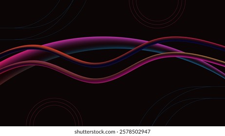 ABSTRACT DARK BACKGROUND ORANGE PINK GRADIENT SMOOTH LIQUID COLORFUL DESIGN WITH HAND DRAWN SHAPES VECTOR TEMPLATE GOOD FOR MODERN WEBSITE, WALLPAPER, COVER DESIGN 