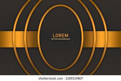 abstract dark   background with oval and stripe gold shapes vector