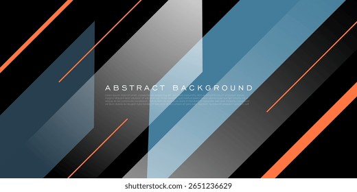 Abstract dark background with overlap blue and orange pattern design. Trendy shapes banner material background. Eps10 vector