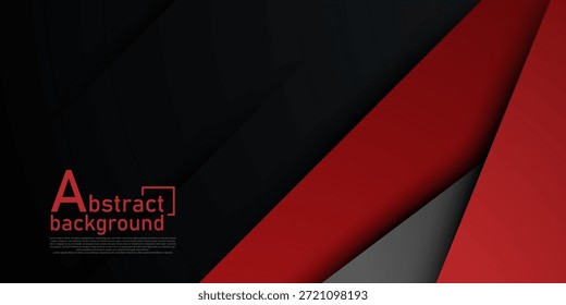 Fundo escuro abstrato com sobreposição vermelho e cinza formas de cores design padrão. Fundo de banner de recorte de papel simples. Vetor Eps10