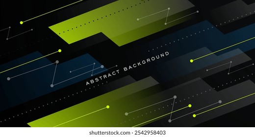 Abstract dark background with overlap shadow and lights background. Papercut background with green and blue shapes. Dark background with trendy pattern design. Eps10 vector