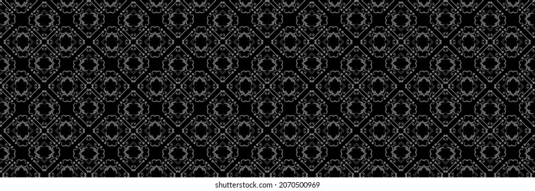 Abstract dark background pattern with decorative and geometric ornament on a black background for your design. Seamless background for wallpaper, textures. Vector illustration.