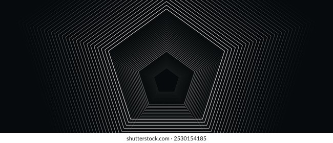 Abstract dark background with pentagon shape lines. Color gradient pentagon line abstract background element design. Suit for website, poster, brochure, banner, flyer