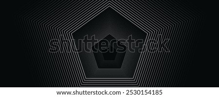 Abstract dark background with pentagon shape lines. Color gradient pentagon line abstract background element design. Suit for website, poster, brochure, banner, flyer