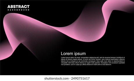 abstract dark background, pink line waves, abstract wallpaper, business card template, presentation and banner
