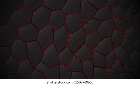 Abstract dark background of polygons in red colors