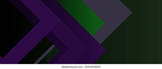 Abstract dark background with purple and green arrow element pattern. Cool design background. Eps10 vector