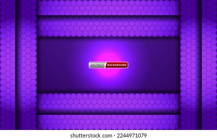 Abstract dark background with purple hexagons, technology, neon