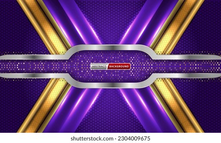 Abstract dark background with purple hexagons, technology, neon