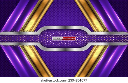 Abstract dark background with purple hexagons, technology, neon