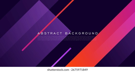Abstrakter dunkler Hintergrund mit violetten und orangefarbenen Farbverlauf-Formen Muster Hintergrund. Futuristischer Design-Banner-Hintergrund.