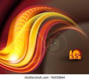 Abstract dark background with red golden waves