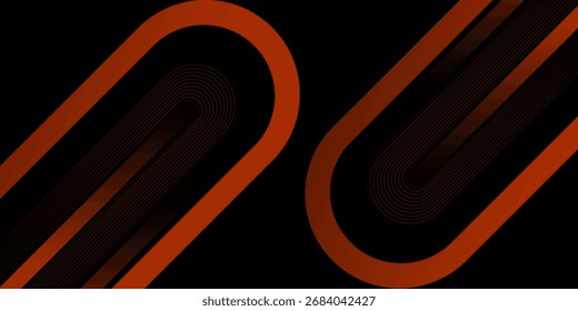 Fondo oscuro Abstractas con Formas geométricas redondeadas naranjas rojas y patrón de línea moderno, diseño futurista mínimo para Fondo de pantalla, Anuncio, presentación, póster, Plantilla y proyectos creativos. Eps10