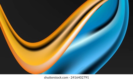ABSTRACT DARK BACKGROUND WITH SHAPES GRADIENT BLUE ORANGE SMOOTH LIQUID COLOR DESIGN VECTOR TEMPLATE GOOD FOR MODERN WEBSITE, WALLPAPER, COVER DESIGN 