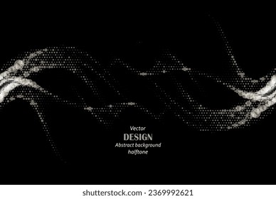 Abstract dark background with silver dots halftone, design element