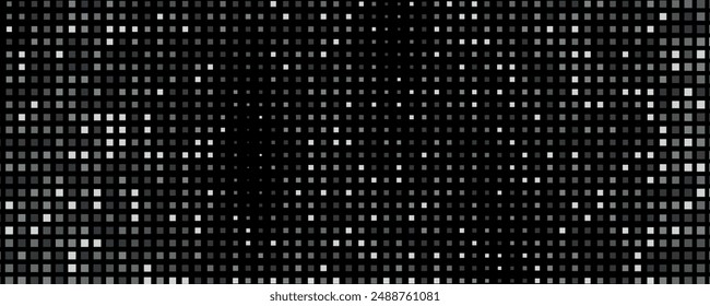 Abstract dark background of small squares or pixels in black and gray color shades.vector
