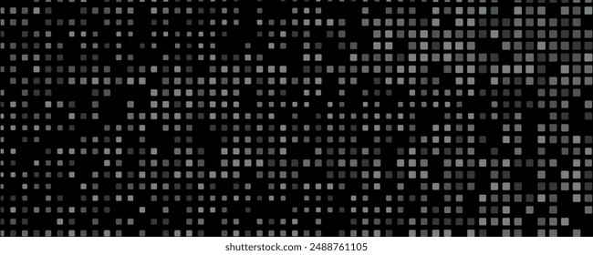 Abstract dark background of small squares or pixels in black and gray color shades.vector